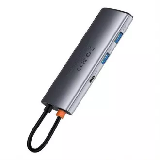 Baseus Metal Gleam Series 7v1 HUB Type-C (USB-C PD 100W, USB-C, 2* USB 3.0, HDMI, SD TF priključak) sivi