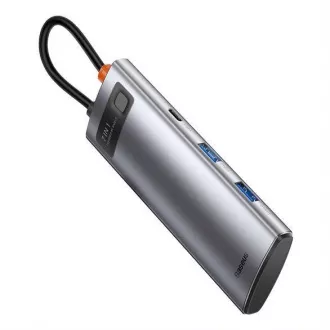 Baseus Metal Gleam Series 7v1 HUB Type-C (USB-C PD 100W, USB-C, 2* USB 3.0, HDMI, SD TF priključak) sivi