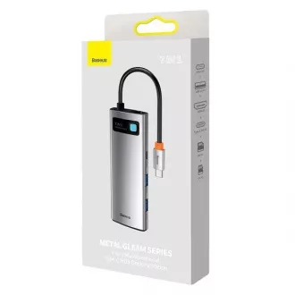 Baseus Metal Gleam Series 7v1 HUB Type-C (USB-C PD 100W, USB-C, 2* USB 3.0, HDMI, SD TF priključak) sivi