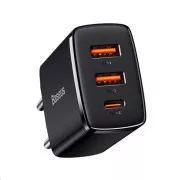 Baseus kompaktni adapter za brzo punjenje 2x USB-A, 1x Type-C 30W crni