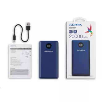 ADATA PowerBank P20000QCD - vanjska baterija za mobitel/tablet 20000mAh, 2.1A, plava (74Wh) ADATA PowerBank P20000QCD - vanjska baterija za mobitel/tablet 20000mAh, 2.1A, plava (74Wh)