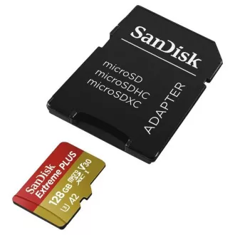 SanDisk micro SDXC kartica 128 GB Extreme PLUS (200 MB/s Class 10, UHS-I U3 V30) + adapter