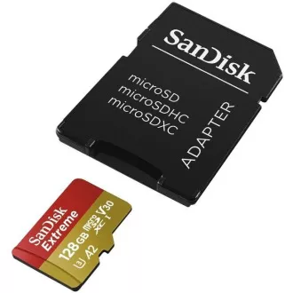 SanDisk micro SDXC kartica 128 GB Extreme Action Cams i Dronovi (190 MB/s Class 10, UHS-I U3 V30) + adapter
