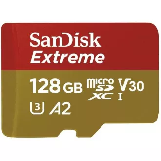 SanDisk micro SDXC kartica 128 GB Extreme Action Cams i Dronovi (190 MB/s Class 10, UHS-I U3 V30) + adapter