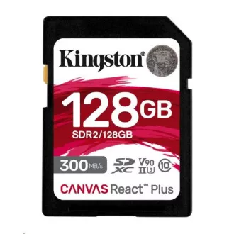 Kingston 128 GB Canvas React Plus SDXC UHS-II 300R / 260 W U3 V90 za Full HD / 4K / 8K