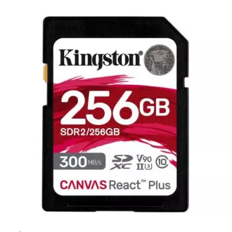 Kingston 256 GB Canvas React Plus SDXC UHS-II 300R / 260 W U3 V90 za Full HD / 4K / 8K