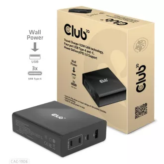 Club3D putni punjač 132W GAN tehnologija, 4xUSB-A i USB-C, PD 3.0 podrška