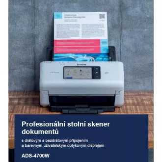 BROTHER skener ADS-4700W DUALSKEN A4 40ppm/80dual 600x600 60ADF USB LAN WIFI - zaslon 10,5cm BROTHER skener ADS-4700W DUALSKEN A4 40ppm/80dual 600x600 60ADF USB LAN WIFI - zaslon 10,5cm