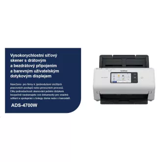 BROTHER skener ADS-4700W DUALSKEN A4 40ppm/80dual 600x600 60ADF USB LAN WIFI - zaslon 10,5cm BROTHER skener ADS-4700W DUALSKEN A4 40ppm/80dual 600x600 60ADF USB LAN WIFI - zaslon 10,5cm