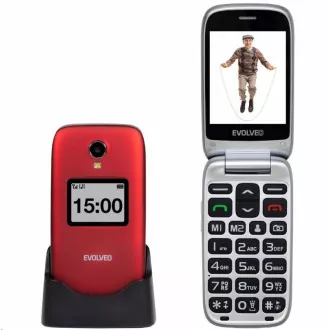 EVOLVEO EasyPhone FP, mobilni telefon na preklop 2,8" za starije osobe sa postoljem za punjenje, crveni EVOLVEO EasyPhone FP, mobilni telefon na preklop 2,8" za starije osobe sa postoljem za punjenje, crveni