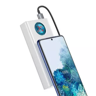 Baseus Amblight power bank s digitalnim zaslonom QC 30000mAh Overseas Edition + kabel Type-C/Type-C 100W 1m, bijela Baseus Amblight power bank s digitalnim zaslonom QC 30000mAh Overseas Edition + kabel Type-C/Type-C 100W 1m, bijela