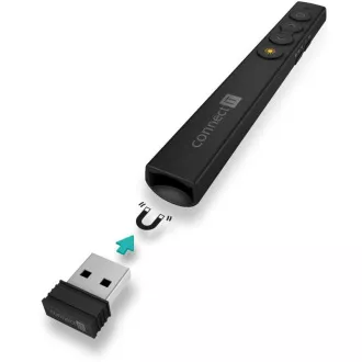 Punjivi laserski pokazivač CONNECT IT, crni Punjivi laserski pokazivač CONNECT IT, crni