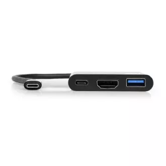 PORT HUB USB-C, HDMI 1X 4K + USB-A + USB-C, crni