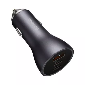 Baseus adapter za brzo punjenje za auto 2*USB-C + USB-A 65W tamno sivi