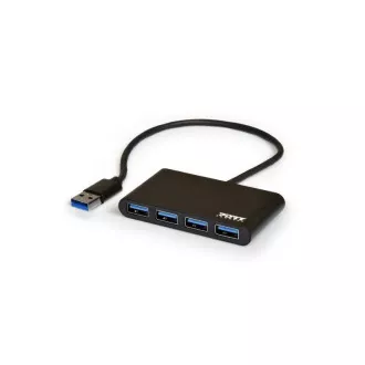 PORT HUB USB-A, 4x USB-A 3.0, crni