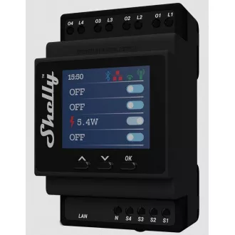 Shelly Pro 4PM, 4-kanalni DIN šinski prekidački modul, WiFi