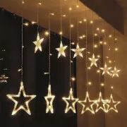 Solight LED vanjska božićna zavjesa, zvijezde, širina 3m, 123LED, IP44, 3xAA, topla bijela