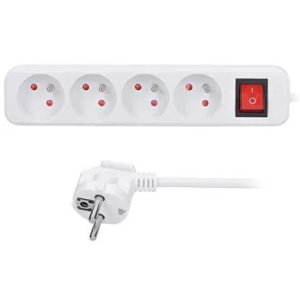 Produžni kabel Solight, 4 utičnice, bijeli, prekidač, 2m Produžni kabel Solight, 4 utičnice, bijeli, prekidač, 2m