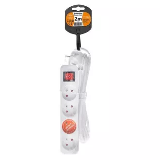 Produžni kabel Solight, 4 utičnice, bijeli, prekidač, 2m Produžni kabel Solight, 4 utičnice, bijeli, prekidač, 2m