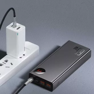 Baseus Adaman Metal Power Bank s digitalnim zaslonom QC + PD 20000mAh 65W, crni + USB-A/USB-C kabel 30cm, crni Baseus Adaman Metal Power Bank s digitalnim zaslonom QC + PD 20000mAh 65W, crni + USB-A/USB-C kabel 30cm, crni
