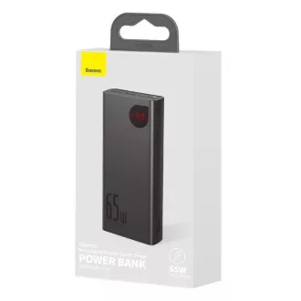 Baseus Adaman Metal Power Bank s digitalnim zaslonom QC + PD 20000mAh 65W, crni + USB-A/USB-C kabel 30cm, crni Baseus Adaman Metal Power Bank s digitalnim zaslonom QC + PD 20000mAh 65W, crni + USB-A/USB-C kabel 30cm, crni