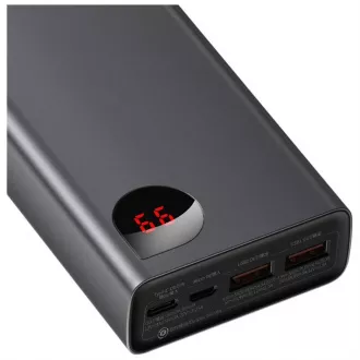 Baseus Adaman Metal Power Bank s digitalnim zaslonom QC + PD 20000mAh 65W, crni + USB-A/USB-C kabel 30cm, crni