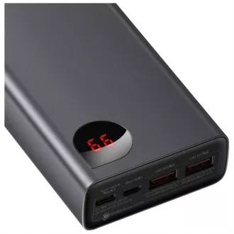 Baseus Adaman Metal Power Bank s digitalnim zaslonom QC + PD 20000mAh 65W, crni + USB-A/USB-C kabel 30cm, crni Baseus Adaman Metal Power Bank s digitalnim zaslonom QC + PD 20000mAh 65W, crni + USB-A/USB-C kabel 30cm, crni