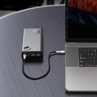 Baseus Adaman Metal Power Bank s digitalnim zaslonom QC + PD 20000mAh 65W, crni + USB-A/USB-C kabel 30cm, crni Baseus Adaman Metal Power Bank s digitalnim zaslonom QC + PD 20000mAh 65W, crni + USB-A/USB-C kabel 30cm, crni