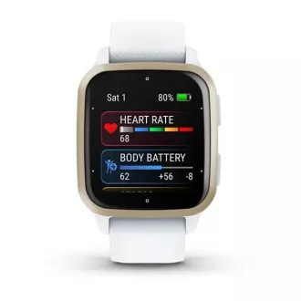 Garmin Venu Sq 2, krem zlatno/bijeli silikonski remen