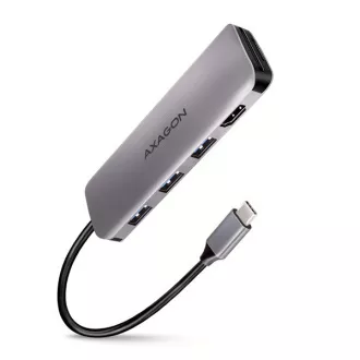 AXAGON HMC-HCR3A, USB 3.2 Gen 1 hub, 3x USB-A porta, HDMI 4k/30Hz, SD/microSD, USB-C kabel 20cm
