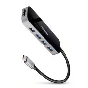 AXAGON HMC-6H4A, USB 3.2 Gen 1 hub, 4x USB-A porta, HDMI 4k/30Hz, PD 100W, USB-C kabel 20cm