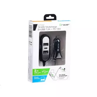 TRACER auto punjač 12-24V Multicharge 3xUSB 7, 2A + PD 18W