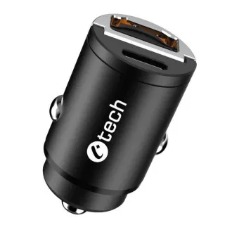 C-TECH USB auto punjač UCC-02, 1x tip C + 1x tip A, 30W C-TECH USB auto punjač UCC-02, 1x tip C + 1x tip A, 30W