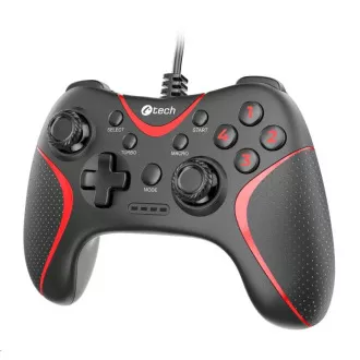 C-TECH gamepad Theon za PC/PS3, 2 programabilna makro gumba, 2x analogni, X-ulaz, vibracija, 1,8 m kabel