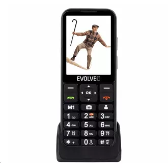 EVOLVEO EasyPhone LT, mobitel za starije osobe sa postoljem za punjenje, crni