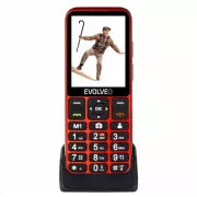 EVOLVEO EasyPhone LT, mobitel za starije osobe sa postoljem za punjenje, crveni