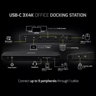 PORT priključna stanica za do 9 perifernih uređaja putem USB-C, crna PORT priključna stanica za do 9 perifernih uređaja putem USB-C, crna