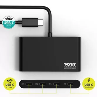 PORT hub USB-C s priključcima 3x USB-C 3.1 + 1x USB-C 100 W PD