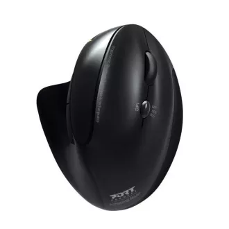 PORT vertikalni bežični ergonomski miš, BT, 2,4 GHz, USB-A/C, za dešnjake, crni