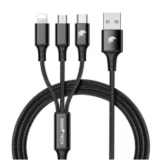 RhinoTech kabel za punjenje i prijenos podataka 3 u 1 USB-A (MicroUSB + Lightning + USB-C) 1,2 m crni RhinoTech kabel za punjenje i prijenos podataka 3 u 1 USB-A (MicroUSB + Lightning + USB-C) 1,2 m crni