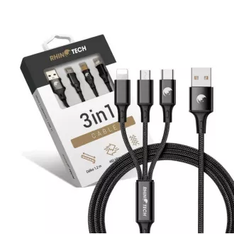 RhinoTech kabel za punjenje i prijenos podataka 3 u 1 USB-A (MicroUSB + Lightning + USB-C) 1,2 m crni RhinoTech kabel za punjenje i prijenos podataka 3 u 1 USB-A (MicroUSB + Lightning + USB-C) 1,2 m crni