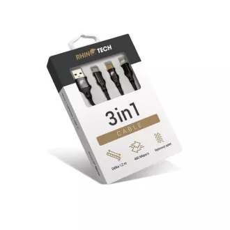 RhinoTech kabel za punjenje i prijenos podataka 3 u 1 USB-A (MicroUSB + Lightning + USB-C) 1,2 m crni RhinoTech kabel za punjenje i prijenos podataka 3 u 1 USB-A (MicroUSB + Lightning + USB-C) 1,2 m crni