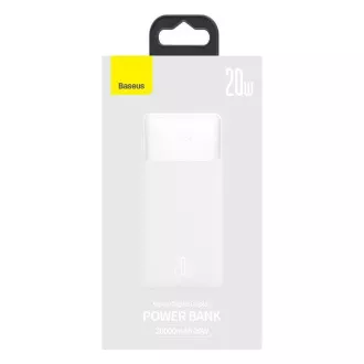 Baseus Bipow power bank s digitalnim zaslonom 20000mAh 20W bijeli Baseus Bipow power bank s digitalnim zaslonom 20000mAh 20W bijeli