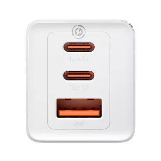 Baseus GaN5 Pro adapter za brzo punjenje 2x USB-C + USB-A 65W bijeli