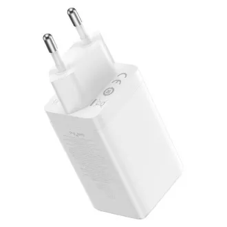 Baseus GaN5 Pro adapter za brzo punjenje 2x USB-C + USB-A 65W bijeli