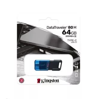 Kingston Flash Disk 64GB DataTraveler DT80 M (USB-C 3.2 Gen 1) Kingston Flash Disk 64GB DataTraveler DT80 M (USB-C 3.2 Gen 1)
