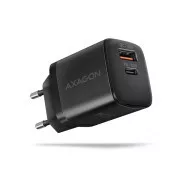 AXAGON ACU-PQ30, Sil mrežni punjač 30W, 2x port (USB-A + USB-C), PD3.0/PPS/QC4+/SFC/AFC/Apple, crni