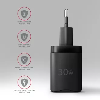 AXAGON ACU-PQ30, Sil mrežni punjač 30W, 2x port (USB-A + USB-C), PD3.0/PPS/QC4+/SFC/AFC/Apple, crni