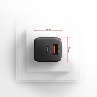 AXAGON ACU-PQ30, Sil mrežni punjač 30W, 2x port (USB-A + USB-C), PD3.0/PPS/QC4+/SFC/AFC/Apple, crni