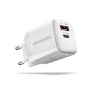 AXAGON ACU-PQ30W, Sil mrežni punjač 30W, 2x port (USB-A + USB-C), PD3.0/PPS/QC4+/SFC/AFC/Apple, bijeli